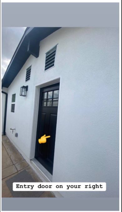 Your entry door, the first door on the right after the gate